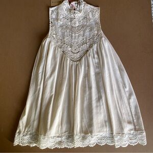 NWT Nellis Elegant White Lace High Neck Babydoll Dress